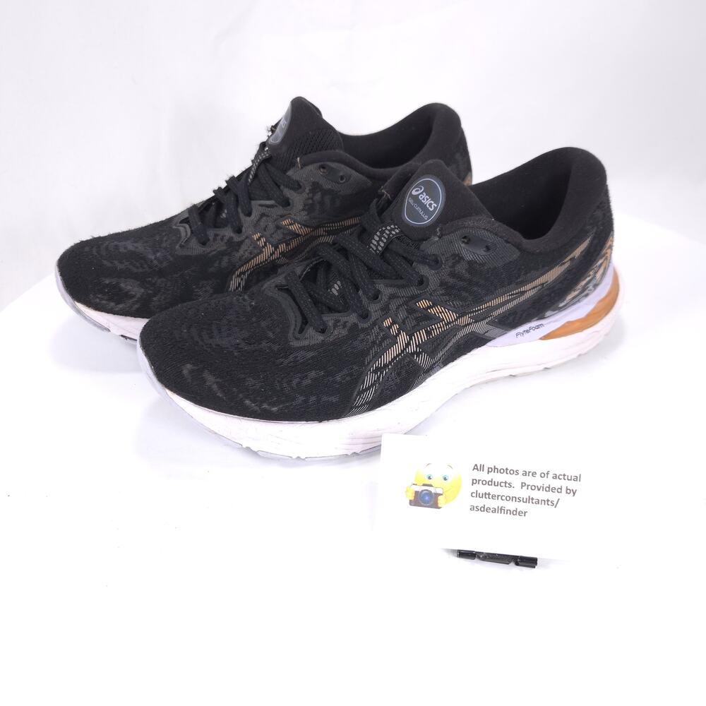Asics Gel-Cumulus 23 Athletic Lace Up Shoe Womens Size 7 1012A888 Black White